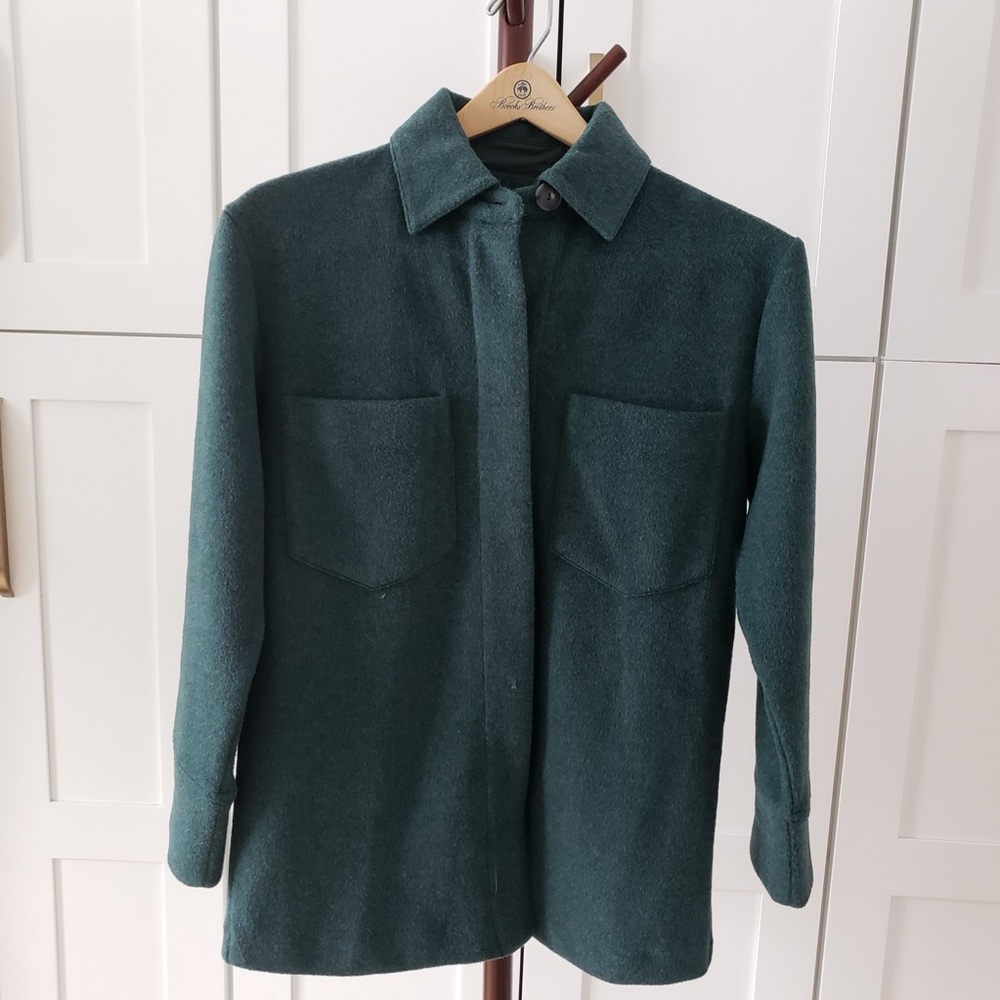Vince Shirt Jacket Womens S Green Wool Cashmere Shacket Oversized Layering